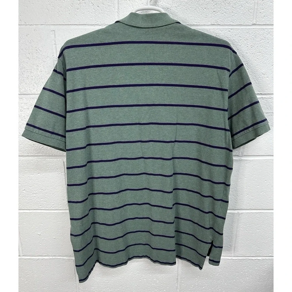POLO RALPH LAUREN Green Polo‎ Shirt Stripes Short Sleeve Cotton Mens XXL  / RIP